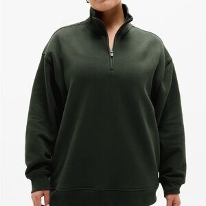 Athleta Forever Fleece 1/4 Zip Sweatshirt Elm (dark green) size M